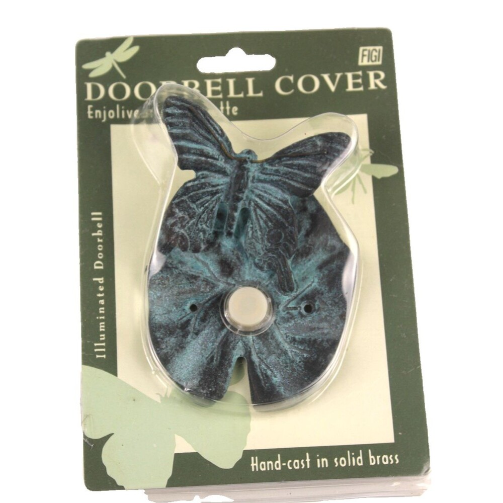 VINTAGE Figi Brass Butterfly & Lily Pad Doorbell Cover NEW - BEAUTIFUL MUST SEE